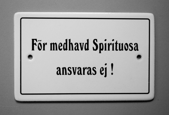 Emaljskylt Spirituosa