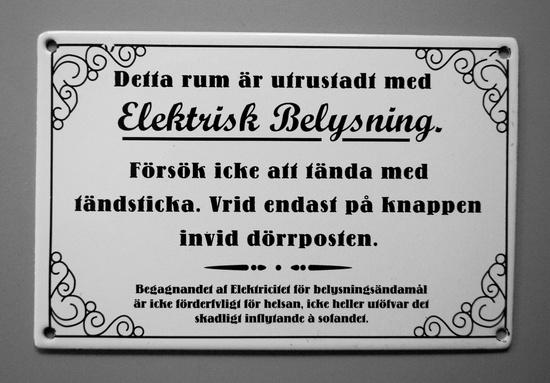 Emaljskylt Belysning