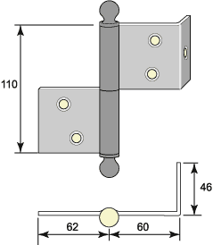 Franskt gångjärn för dörr, 110 mm