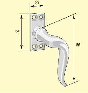 Spanjoletthandtag, nickel, 1920-1940