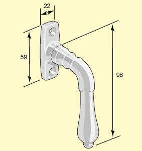 Spanjoletthandtag, mässing, 1880-1910