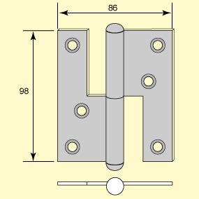 Gångjärn m kullrig knopp 98 mm