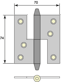 Gångjärn m konisk knopp 74 mm