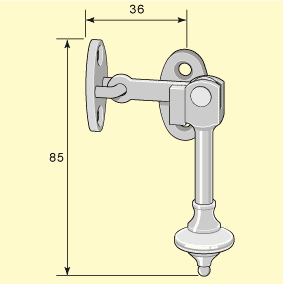 Fönsterlås med hake, nickel, 1900 - 1930