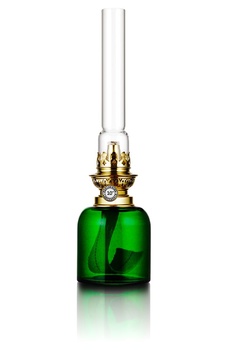 Skeppsholmen, fotogenlampa i grönt klarglas