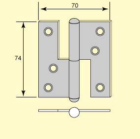 Gångjärn m kullrig knopp 74 mm